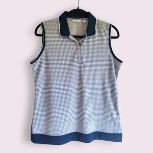 Lady Hagen Women's Sleeveless Golf Polo Shirt Geometric Print Size L